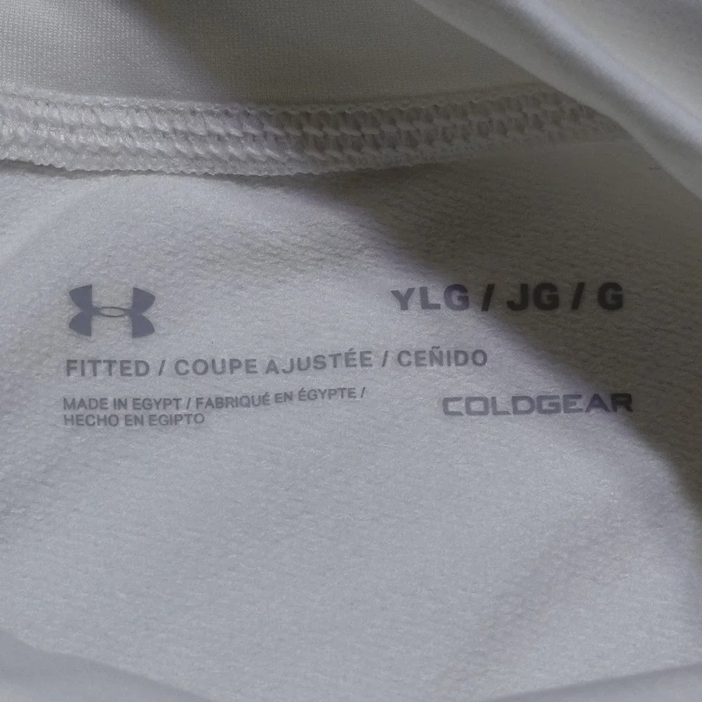 Under Armour ColdGear LS Mock Girls Youth Large White Fitted Base Layer 1366062